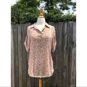 Splendid Floral Collared Henley